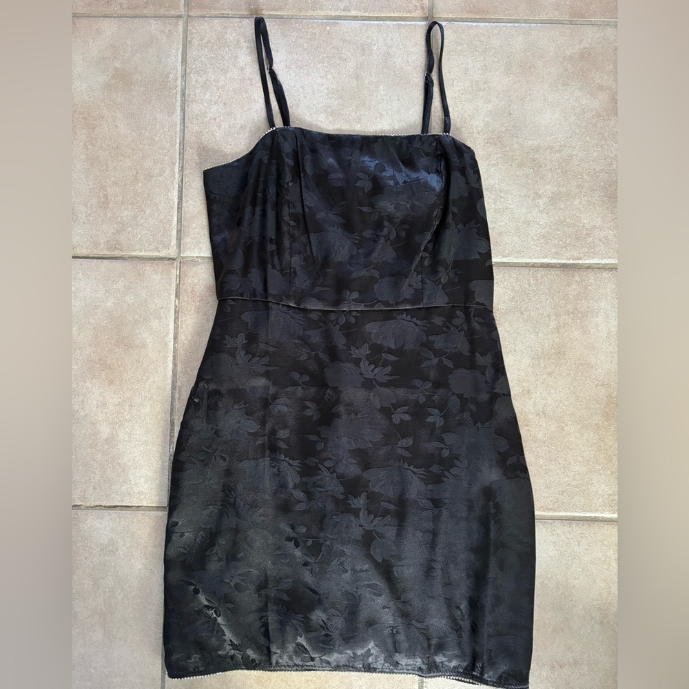 Black satin party dress